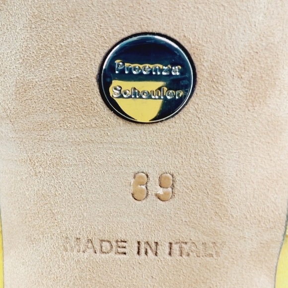 New Proenza Schouler Women Yellow Strappy Square Toe Satin Sandal H715 - Picture 11 of 13